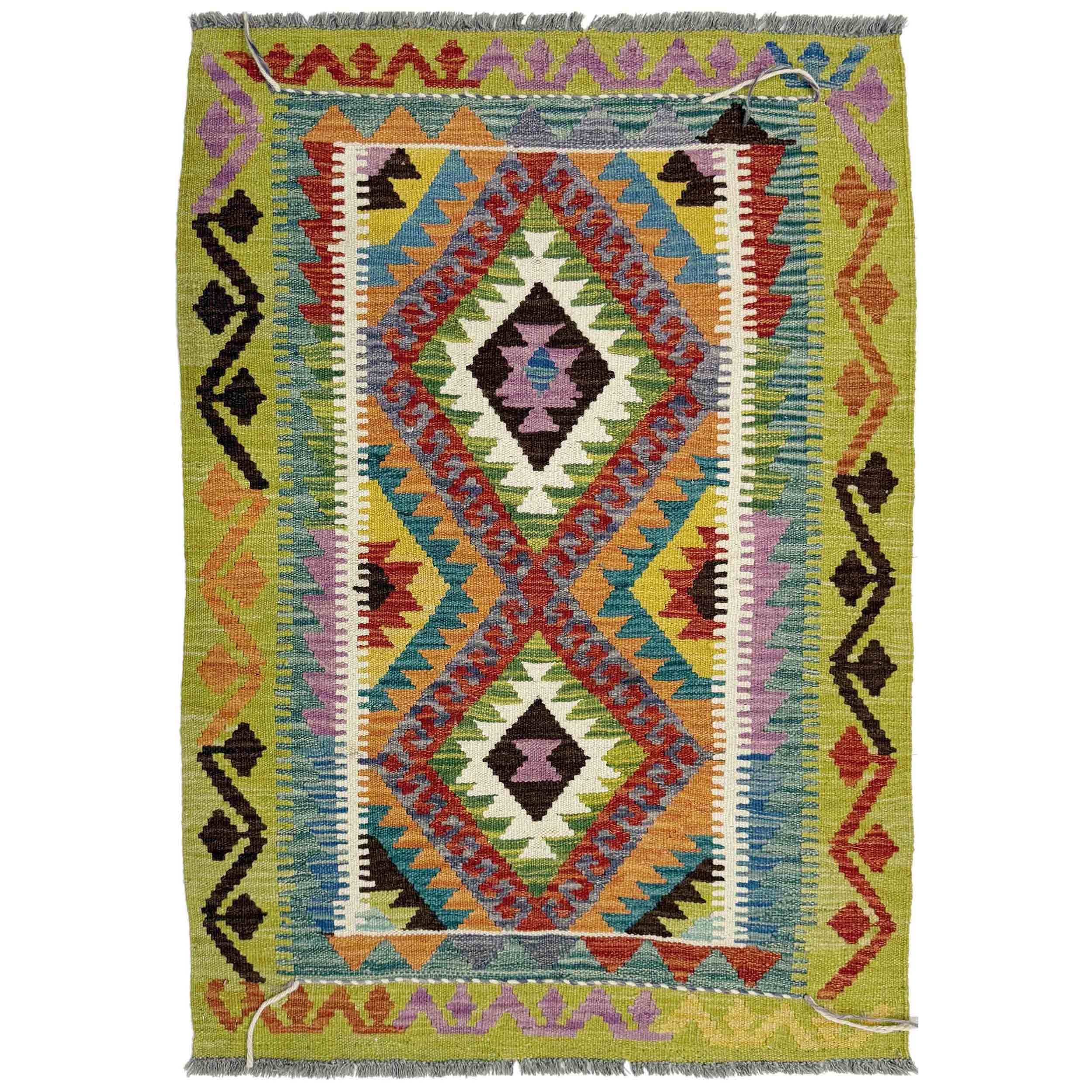Multicolor Afghan Vegetable Kilim Rug 2'11