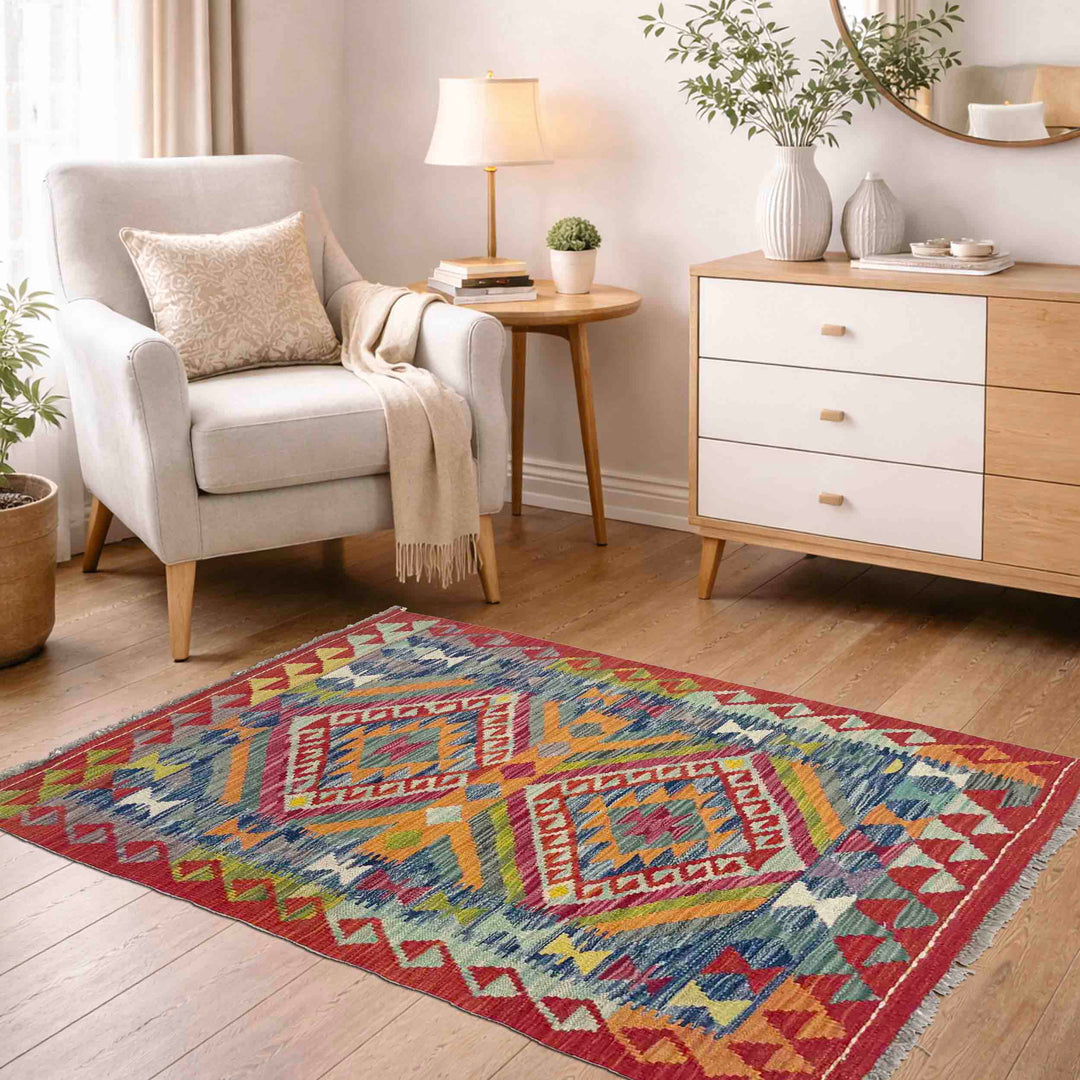Handmade Afghan Vegetable Kilim 2' 9" x 4' 0" - No. AL142677