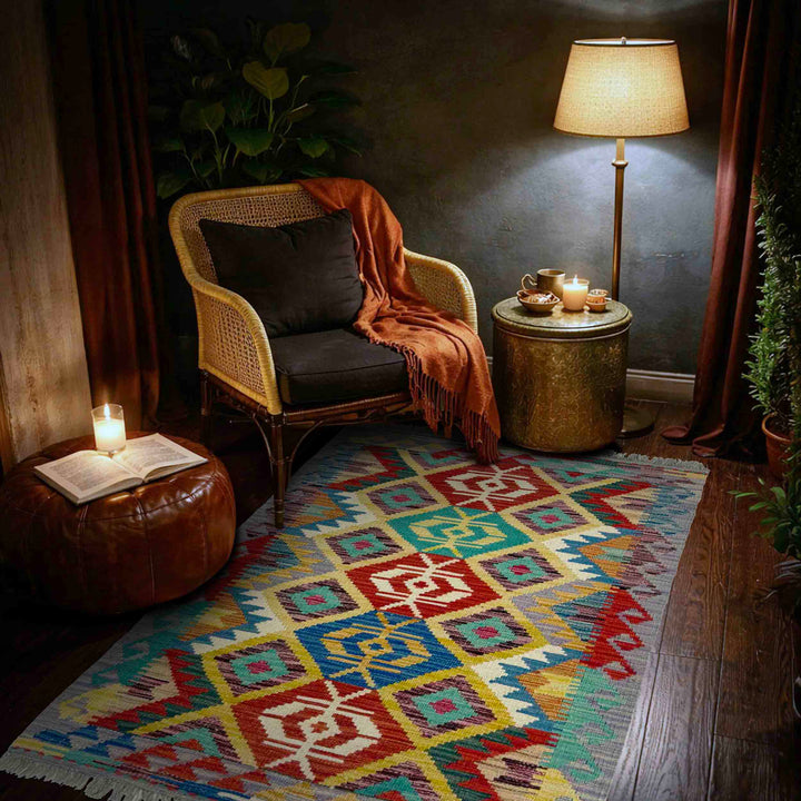 Handmade Vegetable Kilim 2' 6" x 4' 2" - No. AL828055