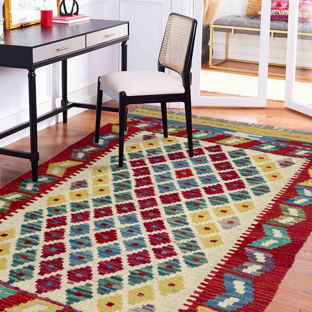 Hand Knotted Afghan Style Kilim 2' 7" x 4' 0" - No. AL186823