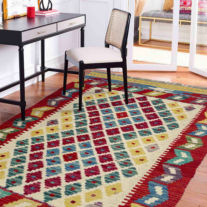 Hand Knotted Afghan Style Kilim 2' 7" x 4' 0" - No. AL186823