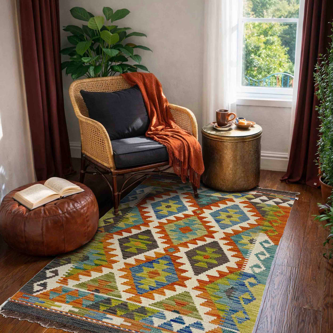 Handmade Turkish Design Wool Kilim 2' 5" x 4' 1" - No. AL532396