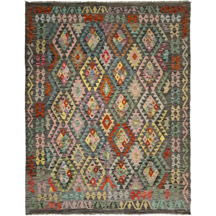 Afghan Vegetable Kilim Rug 6' 0" x 7' 8" Flat-Weave
