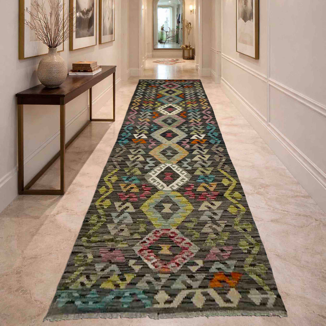 Handmade Afghan Vegetable Kilim Runner 2' 8" x 9' 9" - No. AL822618