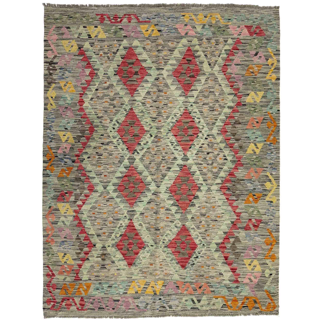Hand Woven Wool Kelim 5' 1" x 6' 6" - No. AL182186