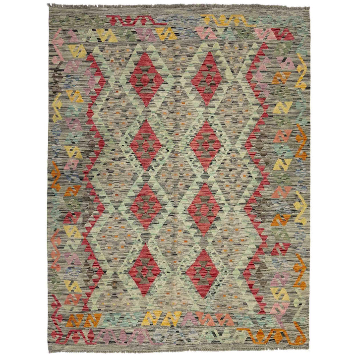 Hand Woven Wool Kelim 5' 1" x 6' 6" - No. AL182186
