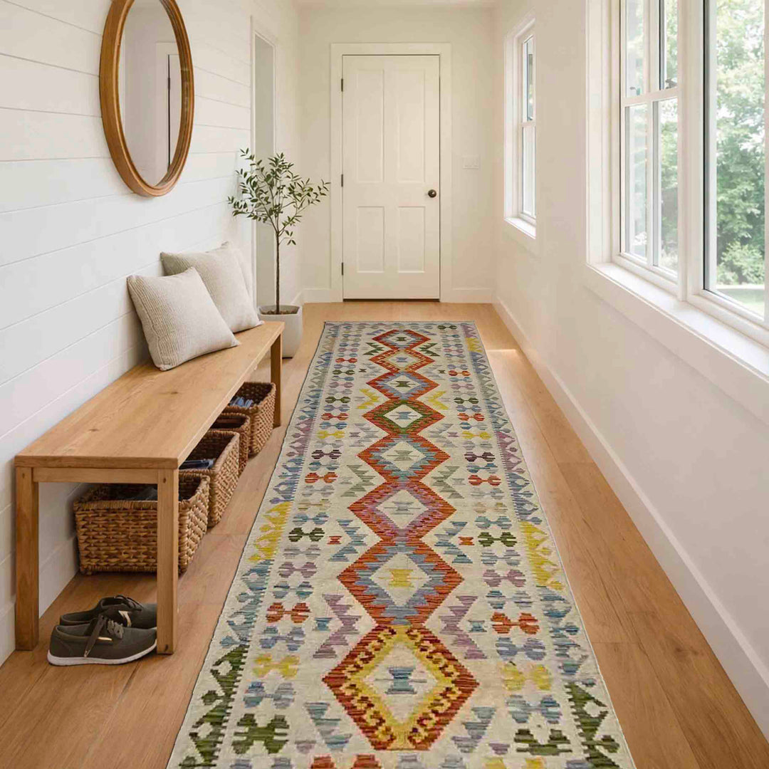 Hand Made Afghan Kilim Runner 2' 6" x 9' 8" - No. AL657242