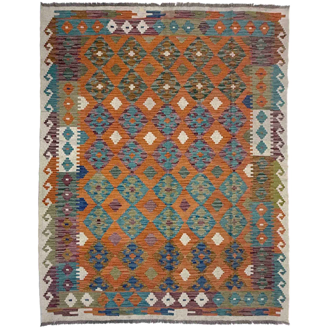 Afghan Vegetable Kilim Rug 5' 11" x 7' 7" Flat-Weave