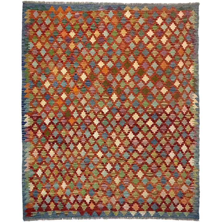Afghan Vegetable Kilim Rug 5' 11" x 8' 0" Flat-Weave