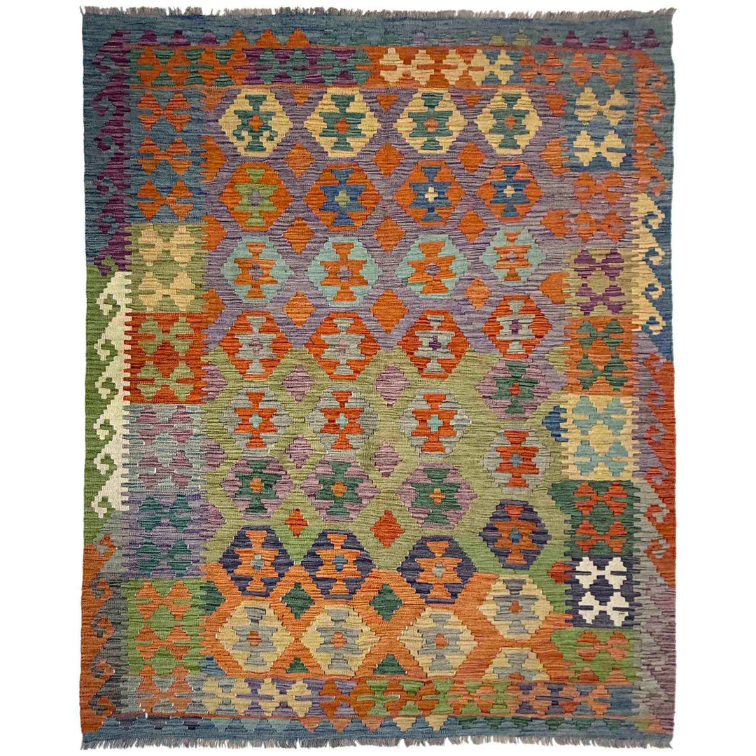 Afghan Vegetable Kilim Rug 5' 9" x 8' 0" Flat-Weave