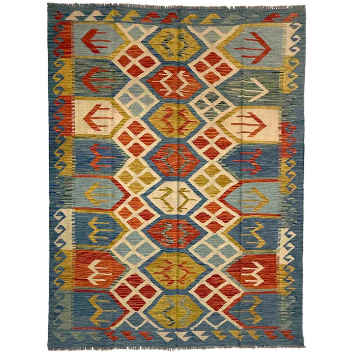Afghan Vegetable Kilim Rug 5' 7" x 8' 0" Flat-Weave
