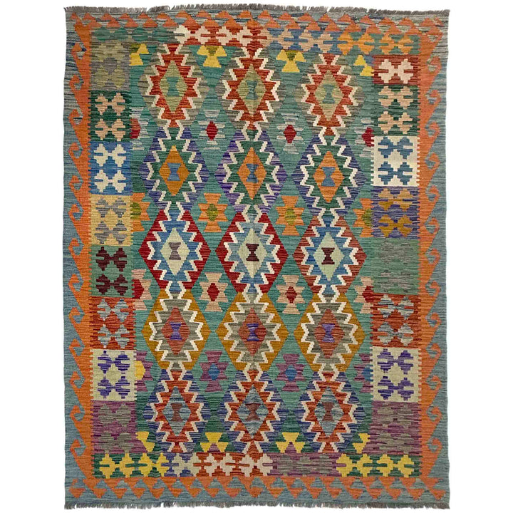 Afghan Vegetable Kilim Rug 5' 10" x 8' 2" Flat-Weave