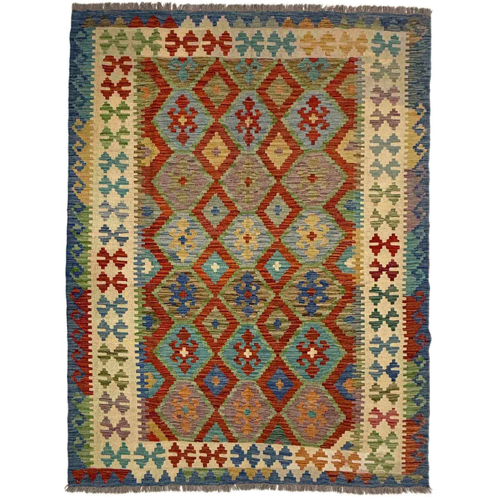 Afghan Vegetable Kilim Rug 5' 11" x 8' 0" Flat-Weave