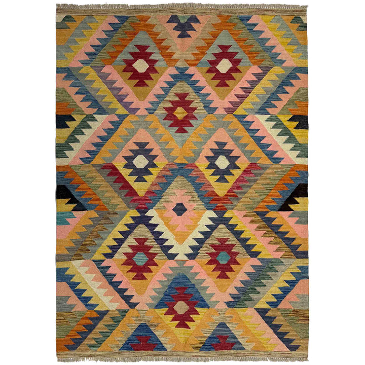 Afghan Vegetable Kilim Rug 4' 3" x 6' 0" Flat-Weave