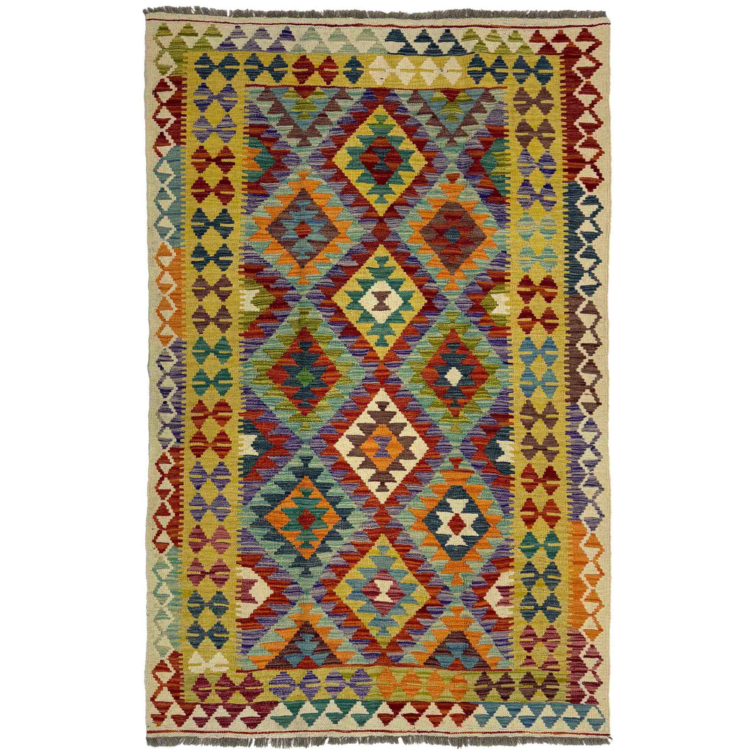 Hand Knotted Afghan Style Kilim 4' 2" x 6' 11" - No. AL750106