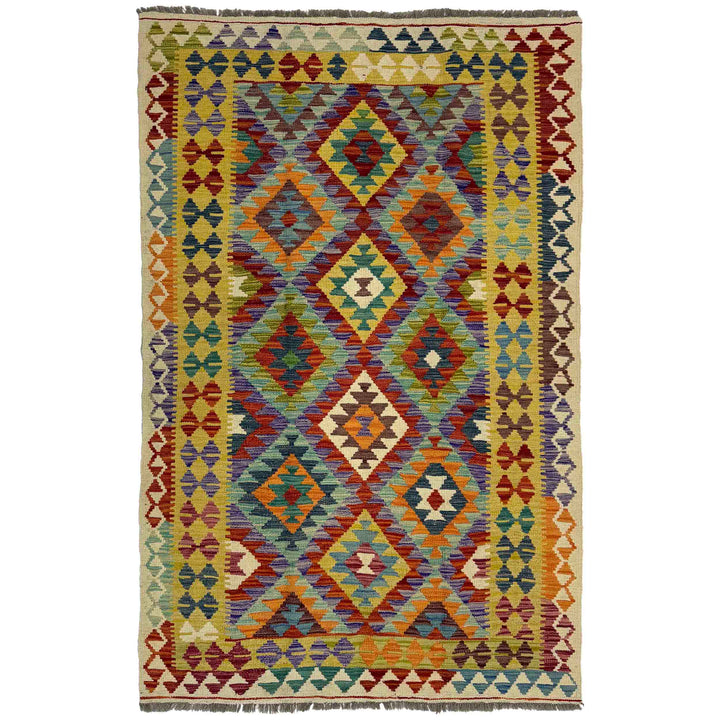 Hand Knotted Afghan Style Kilim 4' 2" x 6' 11" - No. AL750106
