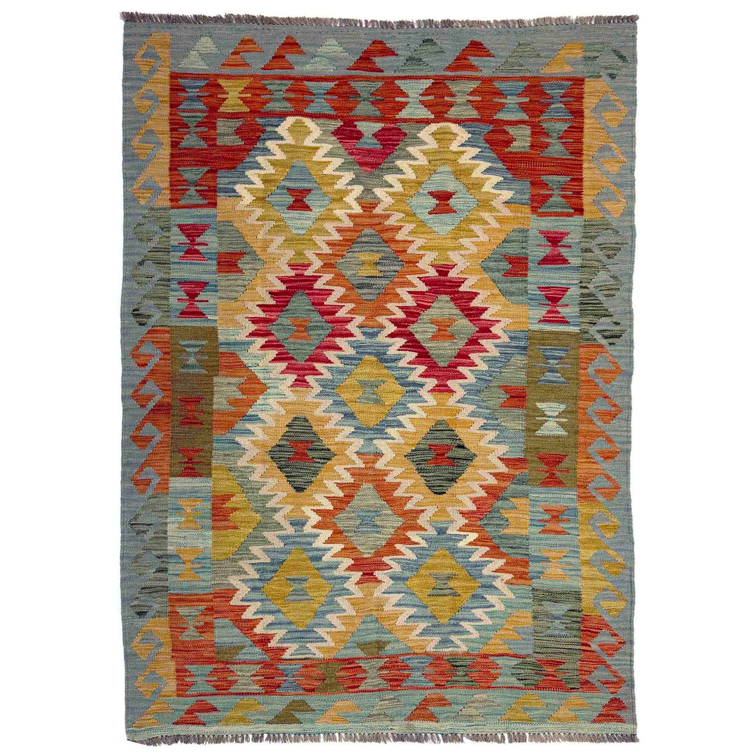 Hand Woven Wool Kelim 4' 0" x 6' 8" - No. AL122950