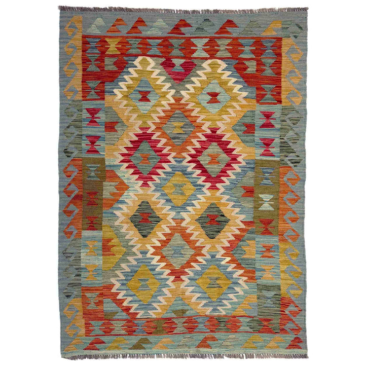 Hand Woven Wool Kelim 4' 0" x 6' 8" - No. AL122950