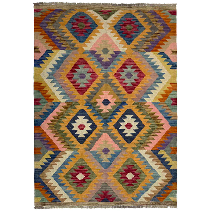 Handmade Turkish Design Wool Kilim 4' 2" x 6' 0" - No. AL263468