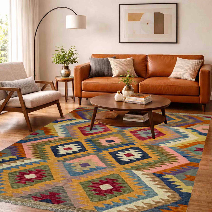 Handmade Turkish Design Wool Kilim 4' 2" x 6' 0" - No. AL263468