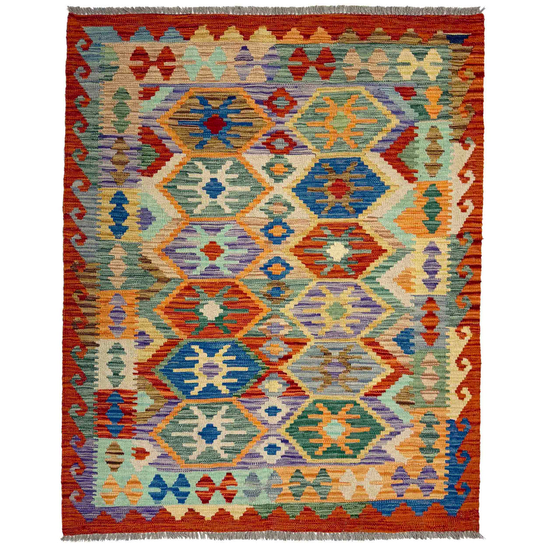 Hand Knotted Flatweave Kilim 4' 1" x 5' 6" - No. AL414113