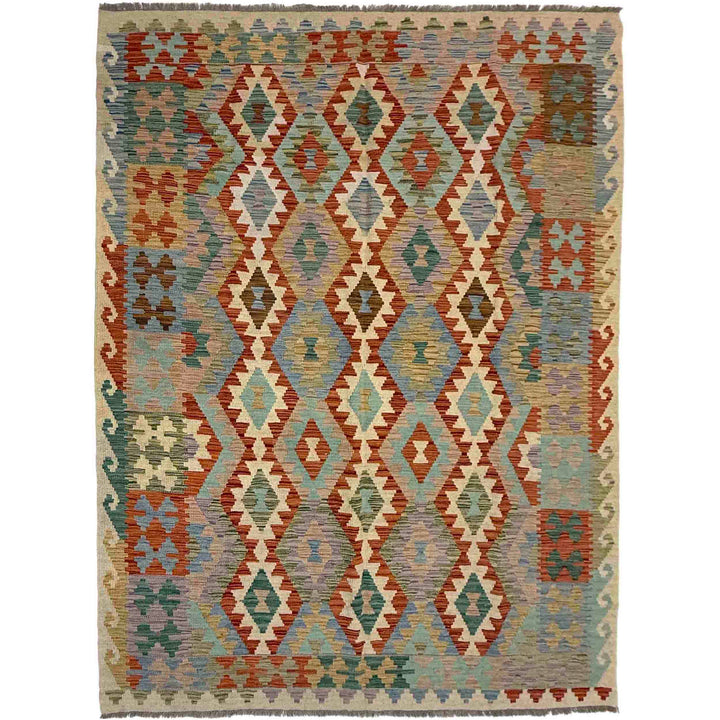 Afghan Vegetable Kilim Rug 5' 10" x 8' 1" Flat-Weave
