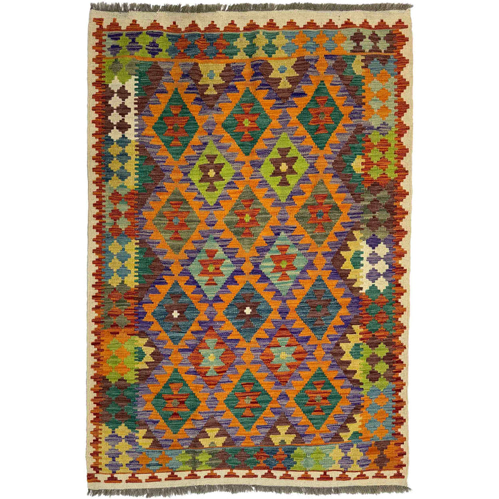 Handmade Afghan Vegetable Kilim 4' 2" x 6' 0" - No. AL364562