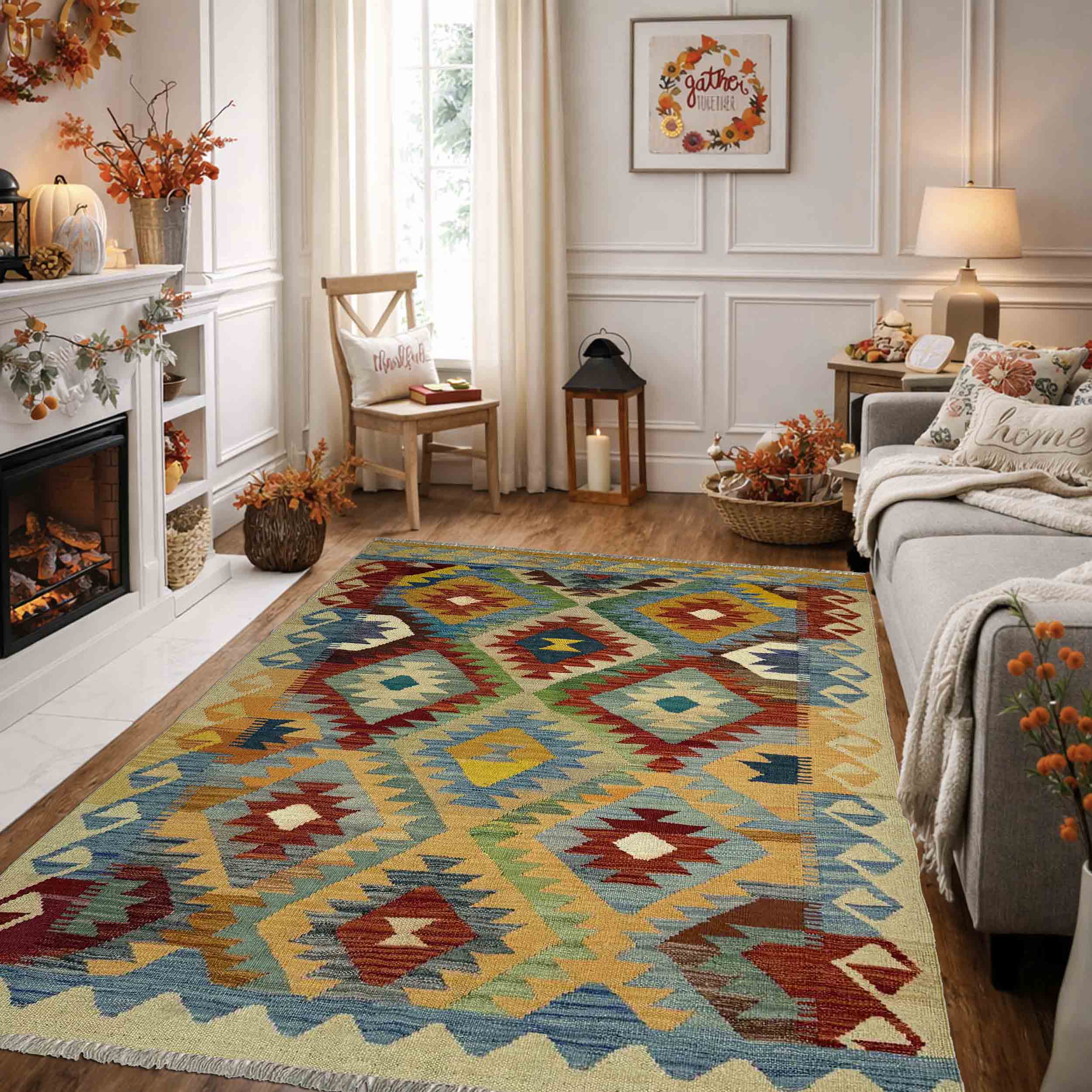Afghan Vegetable Kilim Rug 4' 2