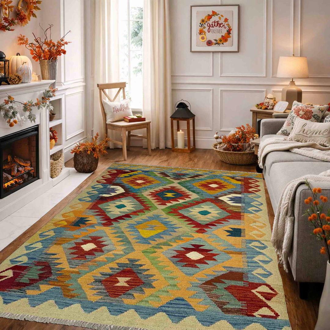 Hand Made Afghan Kilim 4' 2" x 5' 10" - No. AL926961