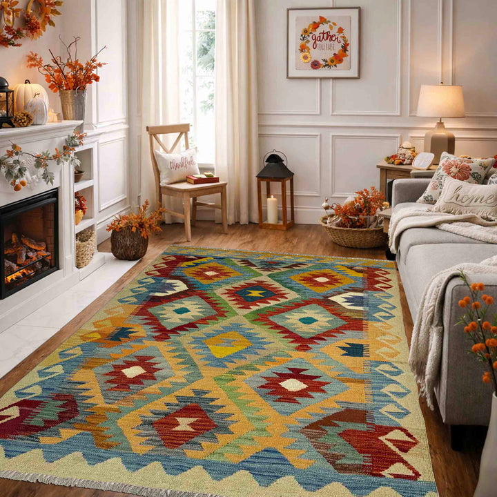 Hand Made Afghan Kilim 4' 2" x 5' 10" - No. AL926961