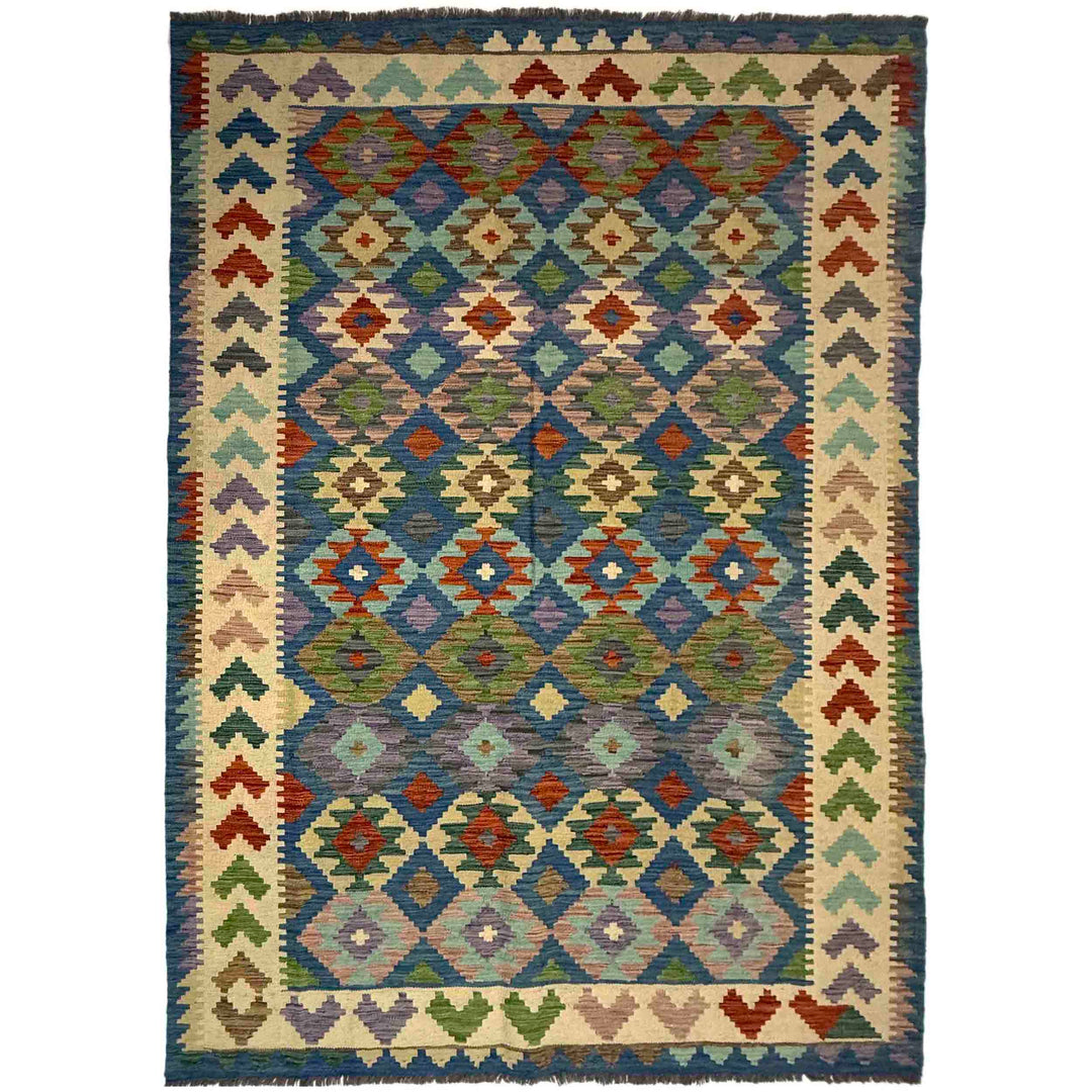 Afghan Vegetable Kilim Rug 5' 7" x 8' 1" Flat-Weave