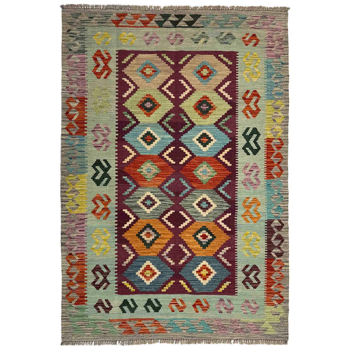 Hand Woven Wool Kelim 3' 9" x 5' 7" - No. AL450831