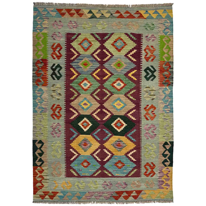 Handmade Turkish Design Wool Kilim 3' 10" x 5' 9" - No. AL452748