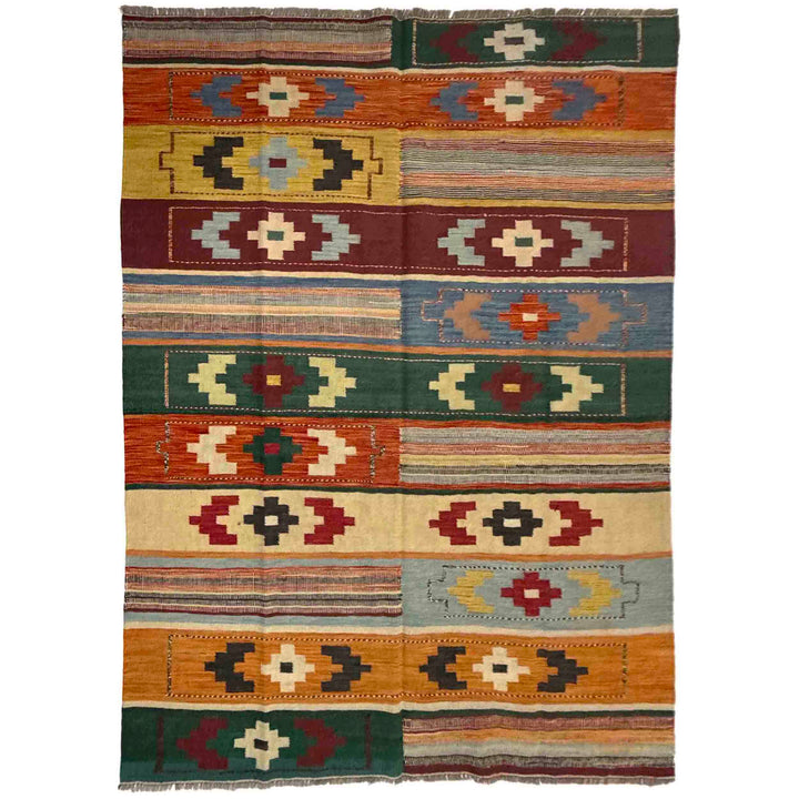 Afghan Vegetable Kilim Rug 5' 9" x 8' 0" Flat-Weave