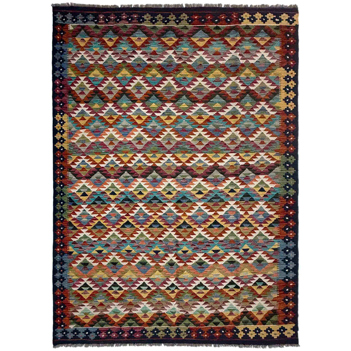 Afghan Vegetable Kilim Rug 5' 10" x 8' 2" Flat-Weave