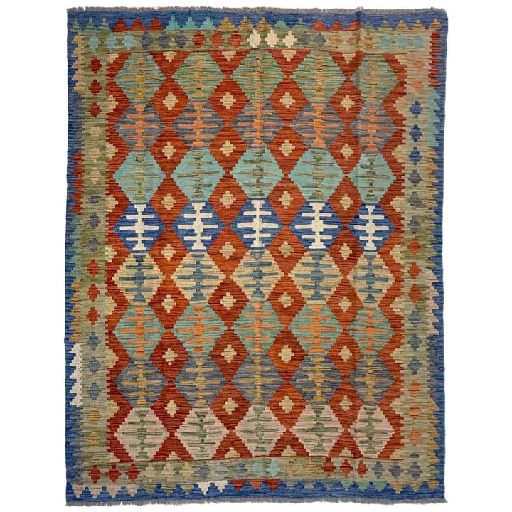 Afghan Vegetable Kilim Rug 5' 8" x 7' 8" Flat-Weave