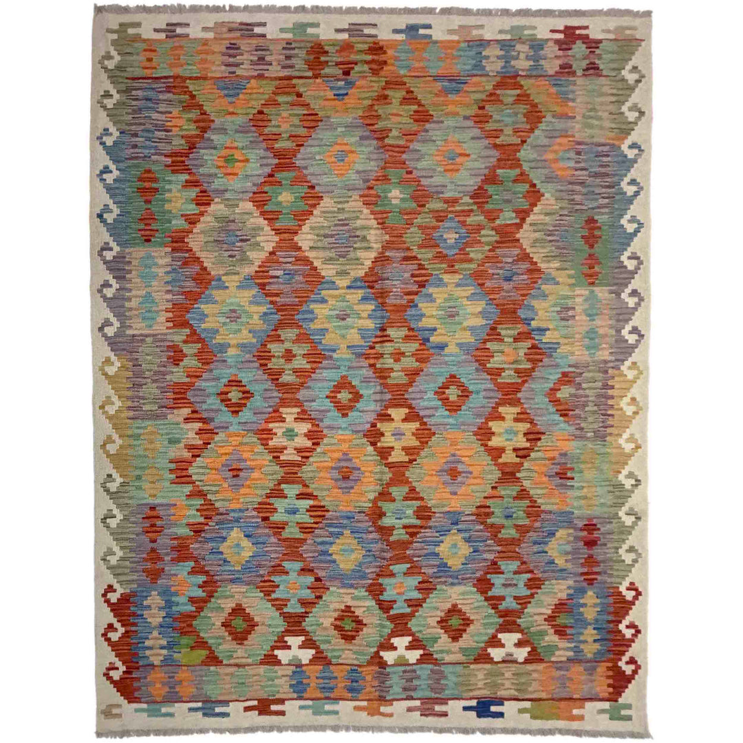 Afghan Vegetable Kilim Rug 5' 11" x 8' 1" Flat-Weave