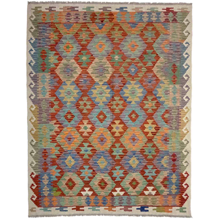Afghan Vegetable Kilim Rug 5' 11" x 8' 1" Flat-Weave