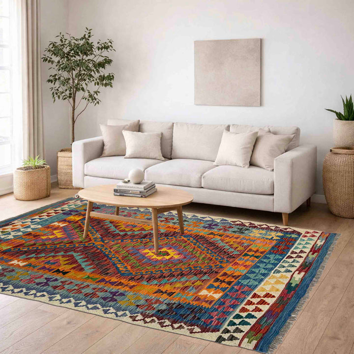 Small Size Chobi Kilim 4' 3" x 5' 5" - No. AL504668