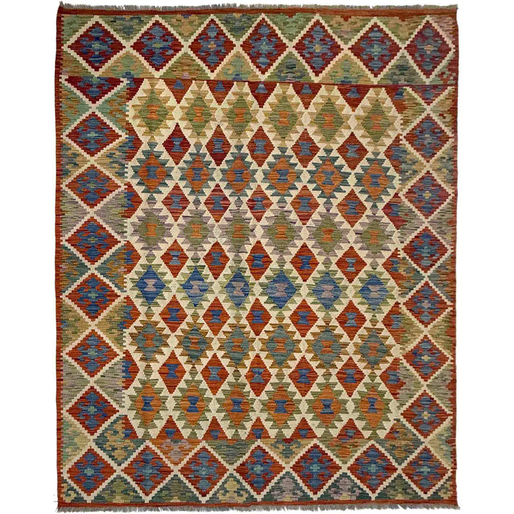 Afghan Vegetable Kilim Rug 5' 9" x 8' 2" Flat-Weave