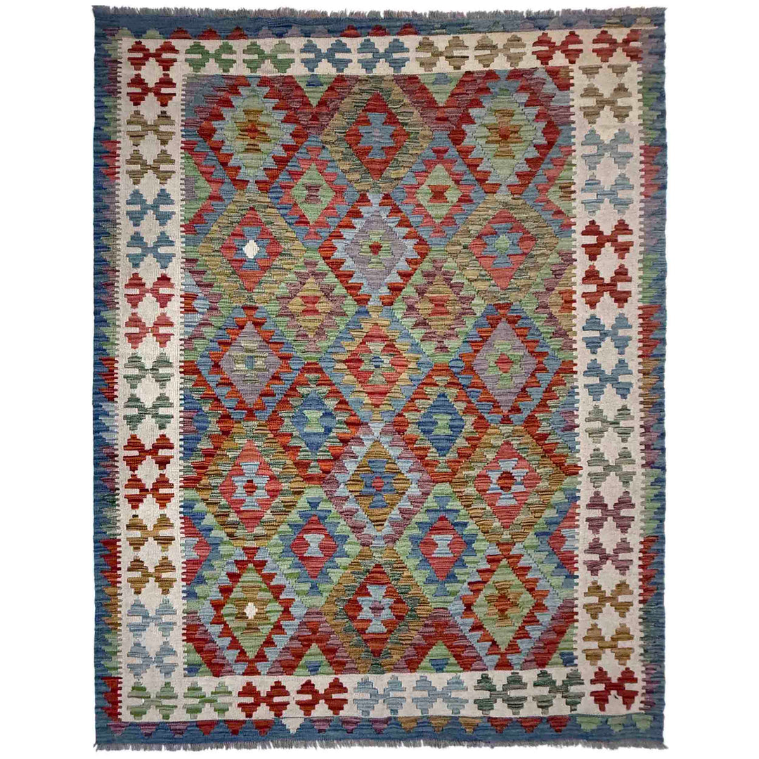 Afghan Vegetable Kilim Rug 5' 10" x 8' 1" Flat-Weave