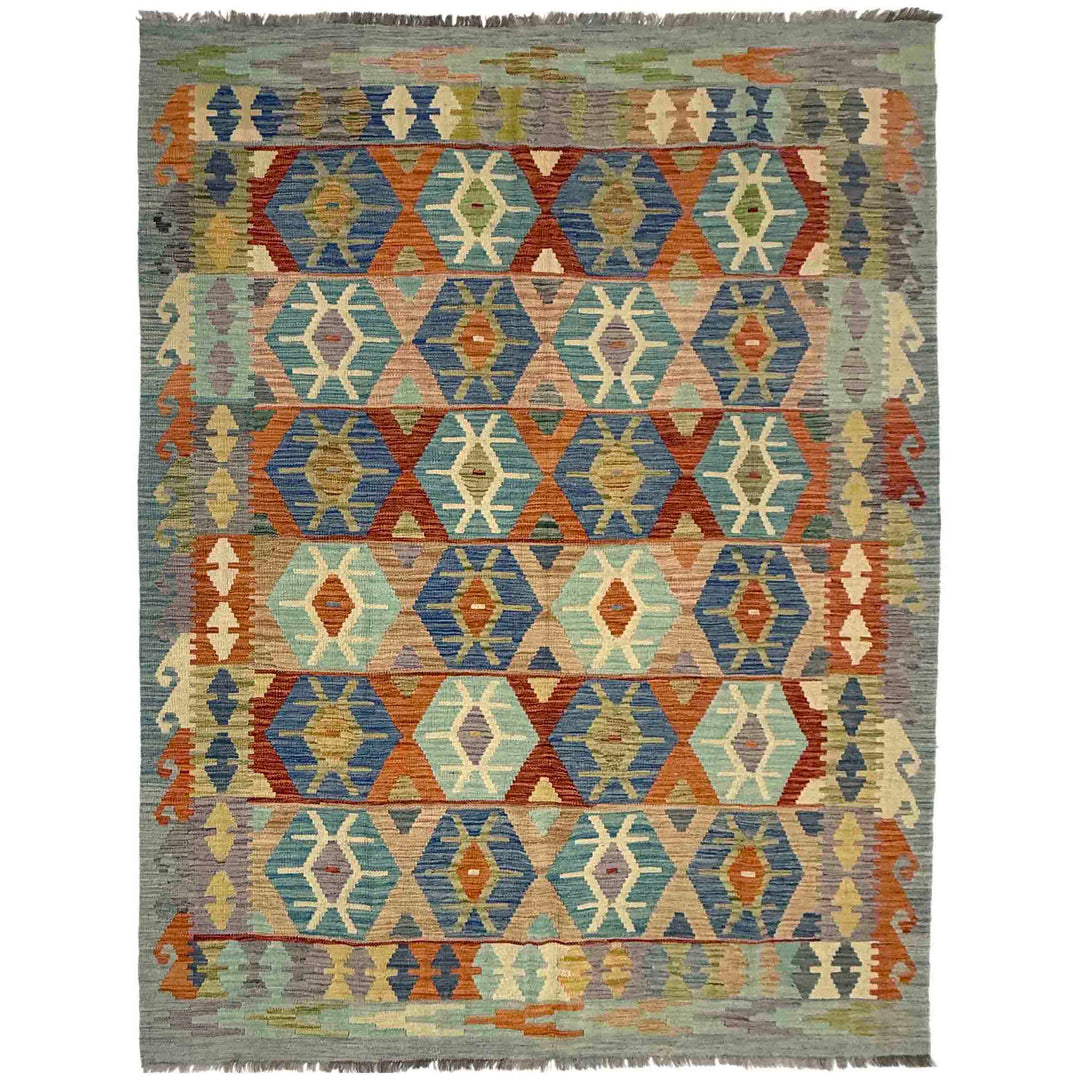 Afghan Vegetable Kilim Rug 5' 10" x 8' 2" Flat-Weave