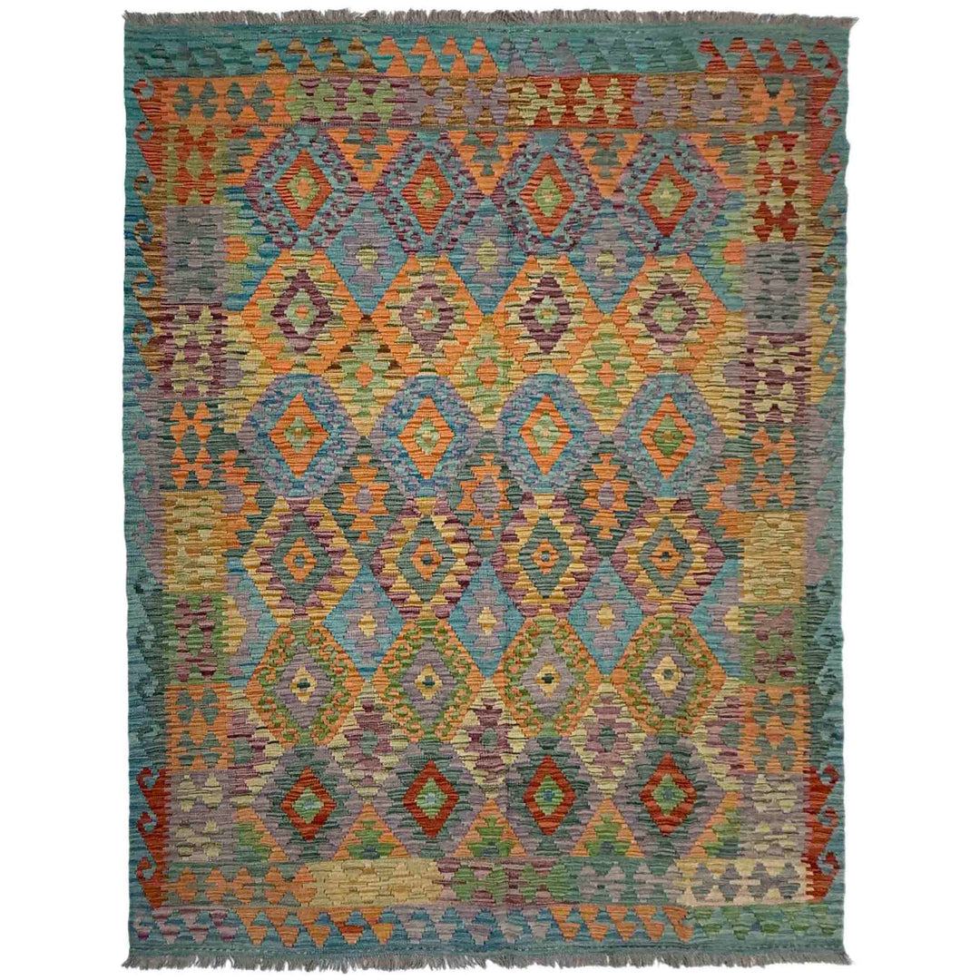 Afghan Vegetable Kilim Rug 5' 10" x 8' 1" Flat-Weave