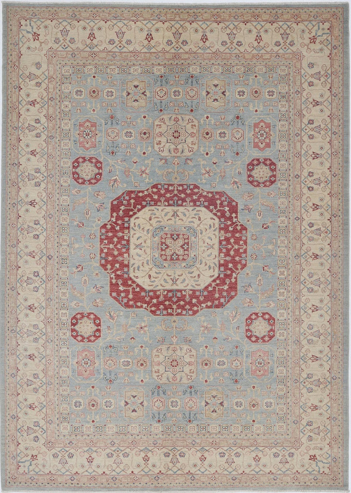 Afghan Ziegler Rug 6' 8" x 9' 7" Hand-Knotted