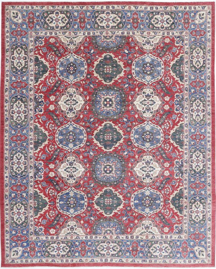 Afghan Ziegler Rug 7' 9" x 9' 11" Hand-Knotted