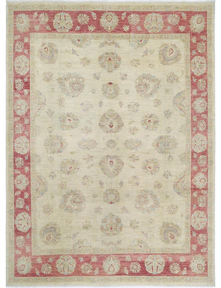 Afghan Ziegler Rug 9' 7" x 13' 1" Hand-Knotted