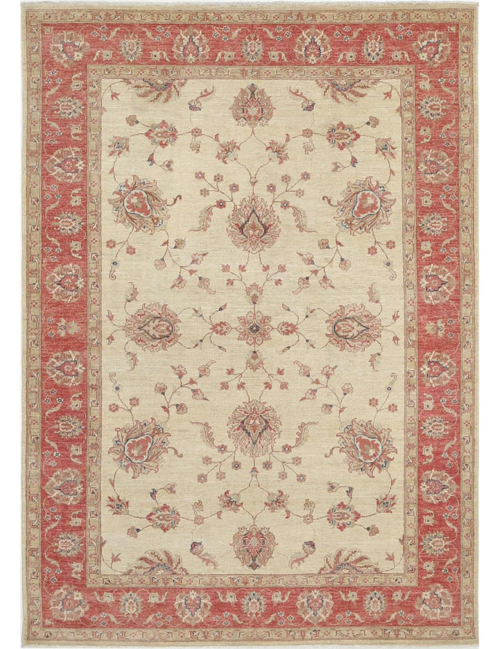 Afghan Ziegler Rug 5' 7" x 7' 11" Hand-Knotted