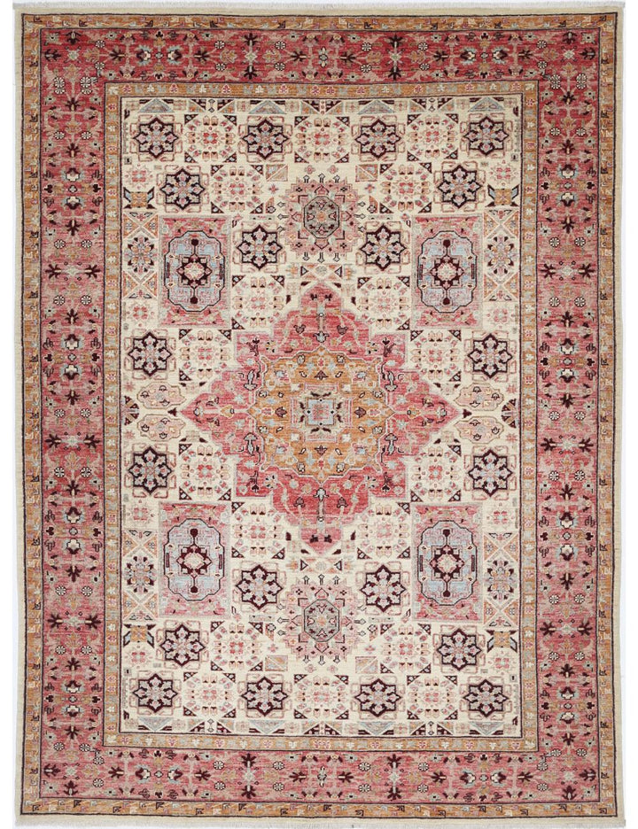 Afghan Ziegler Rug 5'7" x 7'10" Hand-Knotted