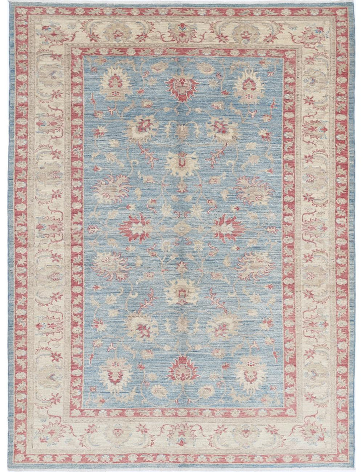 Afghan Ziegler Rug 5' 7" x 7' 10" Hand-Knotted