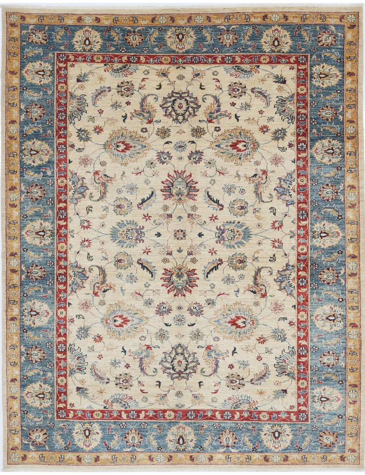Afghan Ziegler Rug 5' 10" x 7' 6" Hand-Knotted